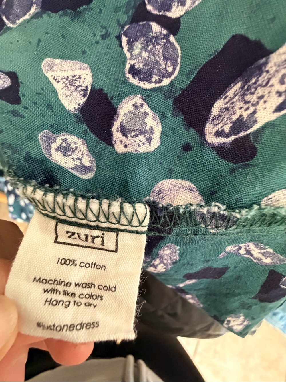 Zuri Cotton Shirt Dress XL Green Abstract Print Pockets - Picture 6 of 6